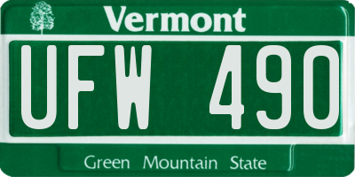 VT license plate UFW490