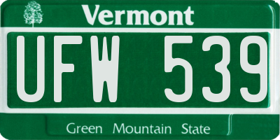 VT license plate UFW539