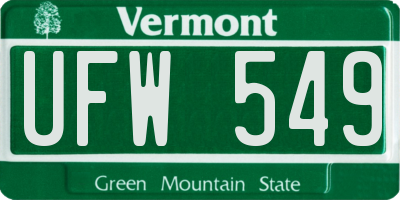 VT license plate UFW549