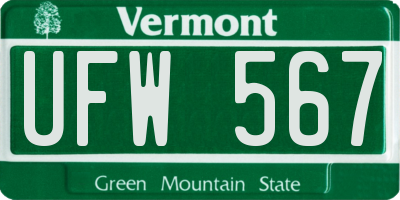 VT license plate UFW567