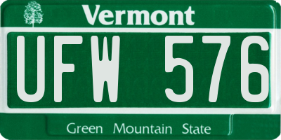 VT license plate UFW576