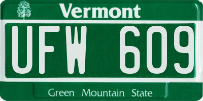 VT license plate UFW609