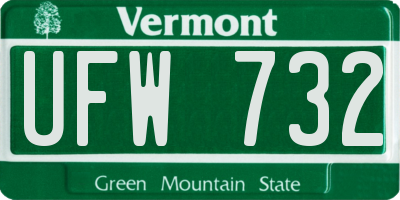 VT license plate UFW732
