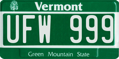 VT license plate UFW999