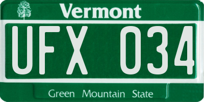 VT license plate UFX034