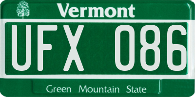 VT license plate UFX086