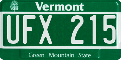 VT license plate UFX215