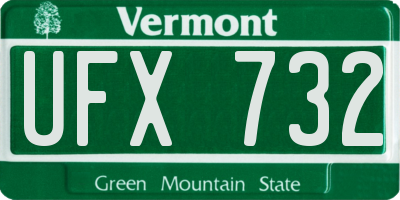 VT license plate UFX732