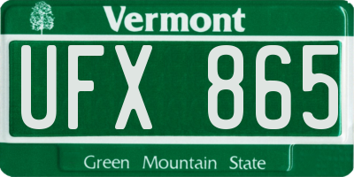 VT license plate UFX865