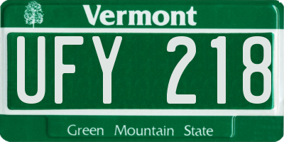 VT license plate UFY218