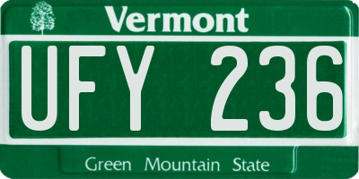 VT license plate UFY236