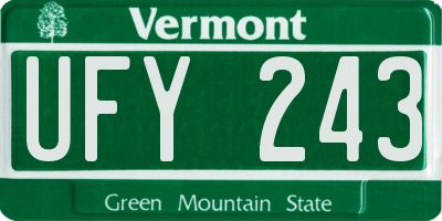 VT license plate UFY243