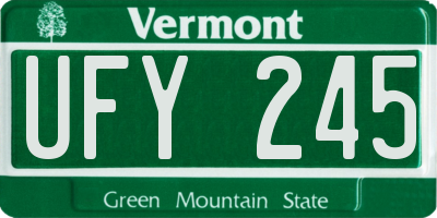 VT license plate UFY245