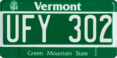 VT license plate UFY302