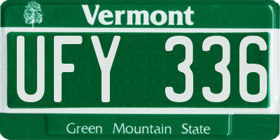 VT license plate UFY336