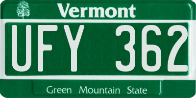 VT license plate UFY362