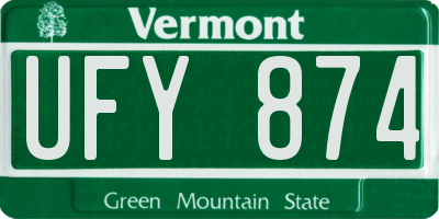 VT license plate UFY874