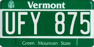 VT license plate UFY875