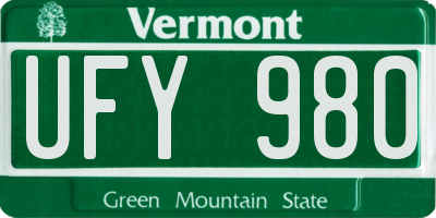 VT license plate UFY980