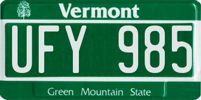 VT license plate UFY985