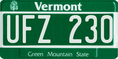 VT license plate UFZ230