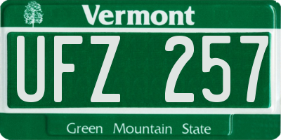 VT license plate UFZ257