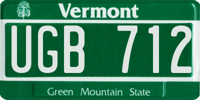 VT license plate UGB712
