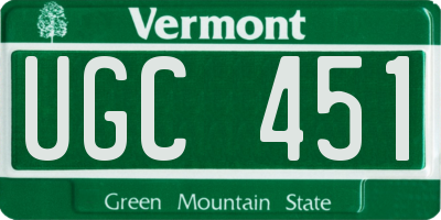 VT license plate UGC451