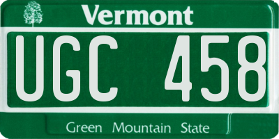 VT license plate UGC458