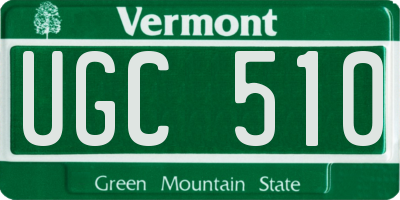 VT license plate UGC510