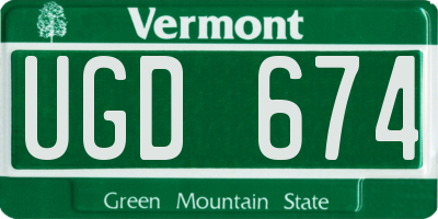 VT license plate UGD674
