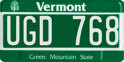 VT license plate UGD768