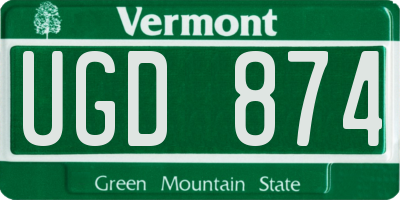 VT license plate UGD874