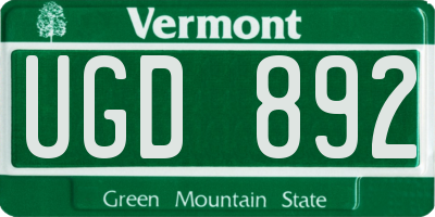 VT license plate UGD892