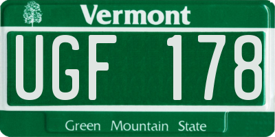 VT license plate UGF178