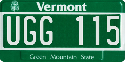 VT license plate UGG115