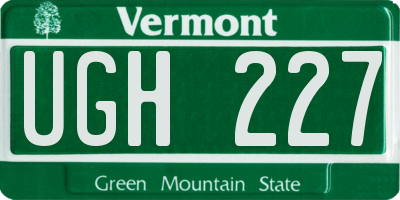 VT license plate UGH227