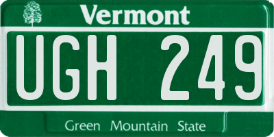 VT license plate UGH249
