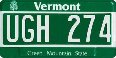 VT license plate UGH274