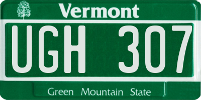 VT license plate UGH307
