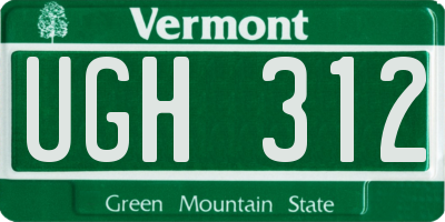 VT license plate UGH312