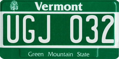 VT license plate UGJ032