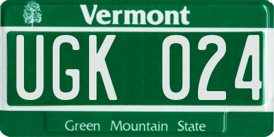 VT license plate UGK024