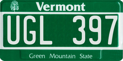 VT license plate UGL397