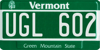 VT license plate UGL602