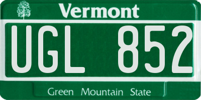 VT license plate UGL852