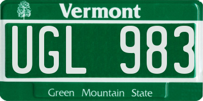 VT license plate UGL983