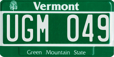 VT license plate UGM049