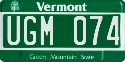 VT license plate UGM074