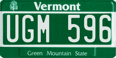 VT license plate UGM596